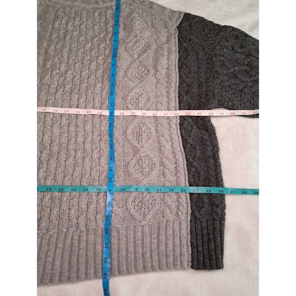J.Crew L/XL Oversized Cable-Knit Crewneck Sweater Contrast Sleeves CE720 NWT - Picture 6 of 8